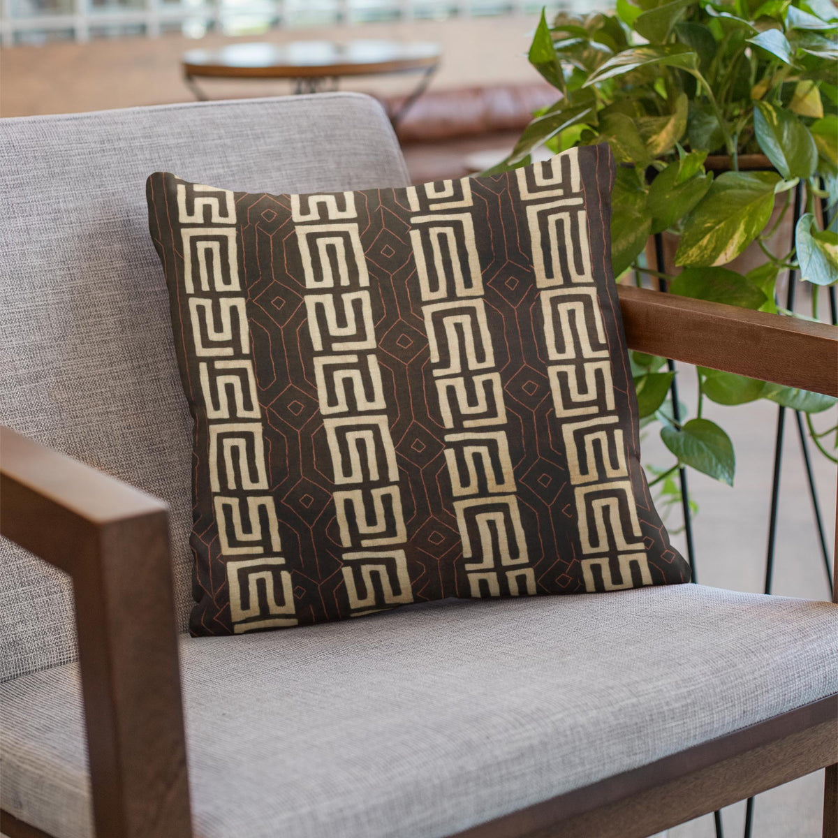 Kuba-Cloth Tribal African Pillow w/Insert | Kente Cloth Mudcloth Kilim | Bohemian Gift for Him Ethnic Decorative Throw Pillow