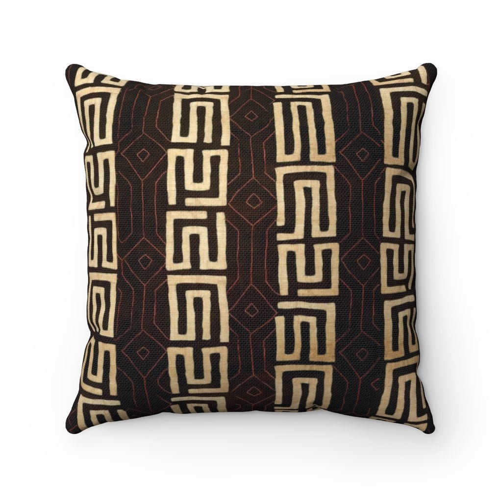 Kuba-Cloth Tribal African Pillow w/Insert | Kente Cloth Mudcloth Kilim | Bohemian Gift for Him Ethnic Decorative Throw Pillow
