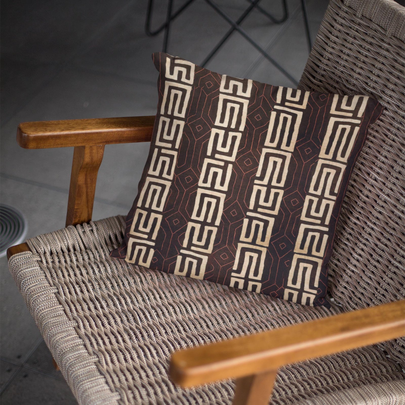 Kuba-Cloth Tribal African Pillow w/Insert | Kente Cloth Mudcloth Kilim | Bohemian Gift for Him Ethnic Decorative Throw Pillow