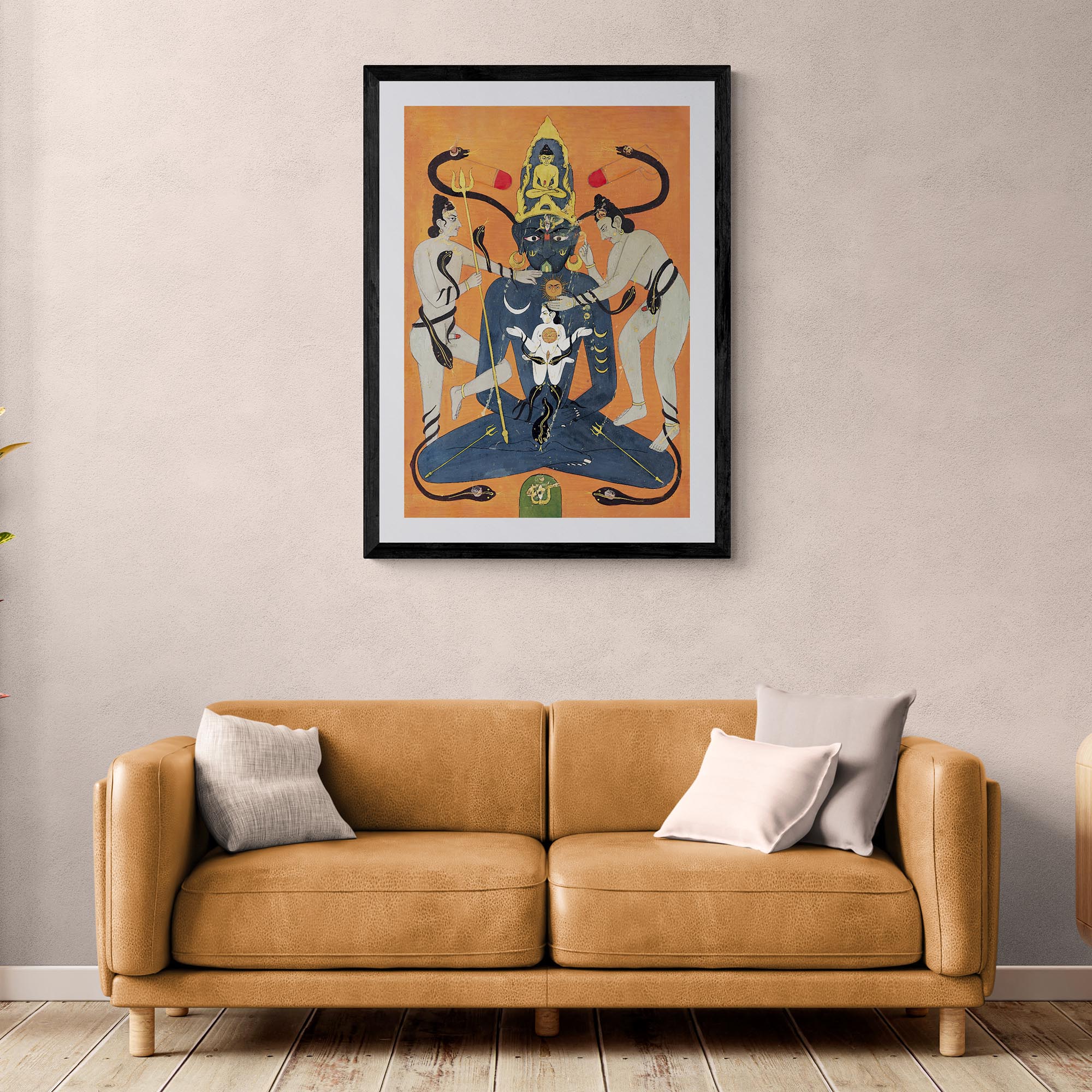 Kundalini Tantra Indian Tantric Art | Sun and Moon, Yoni and Lingam, Sacred Sexuality | Chakra Qi Energy Vintage Framed Art Print