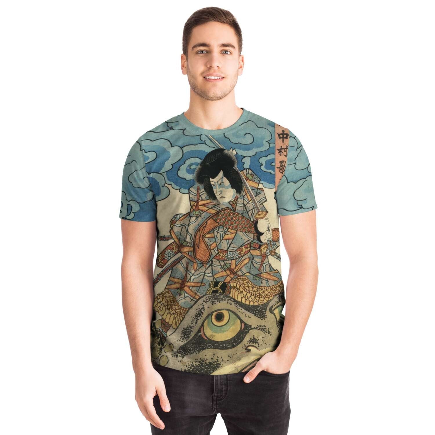 T-shirt Kuniyoshi: Jiraiya and the Toad Japanese Mythology Ukiyo-e Woodblock Samurai Ronin Kawaii Cute Frog Graphic Art T-Shirt