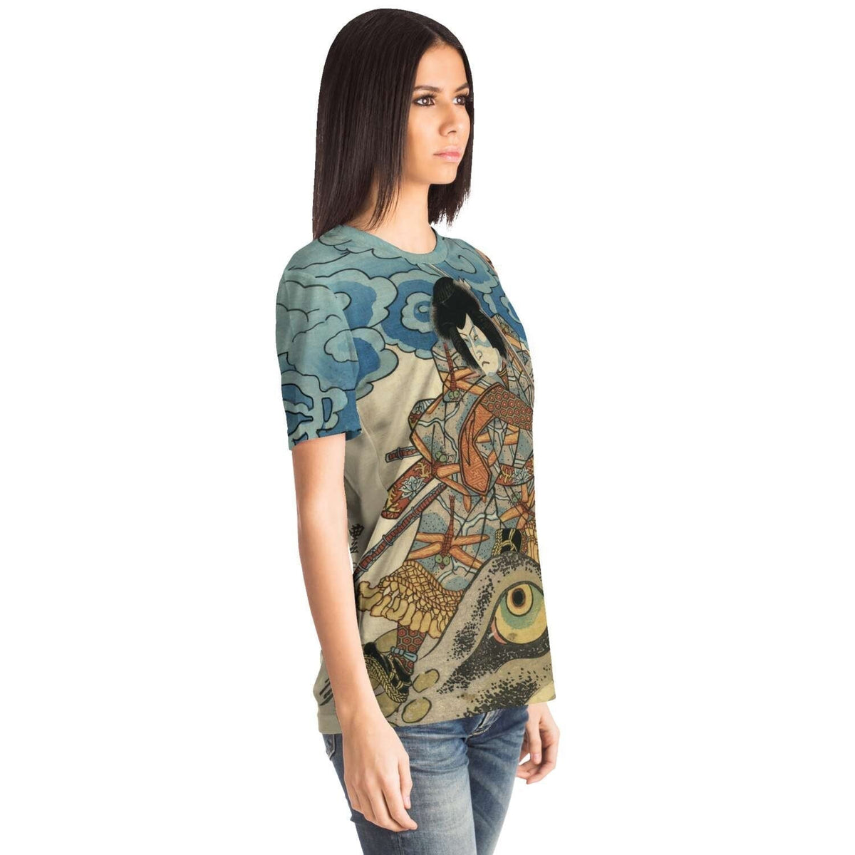 Kuniyoshi: Jiraiya and the Toad Japanese Mythology Ukiyo-e Woodblock Samurai Ronin Kawaii Cute Frog Graphic Art T-Shirt