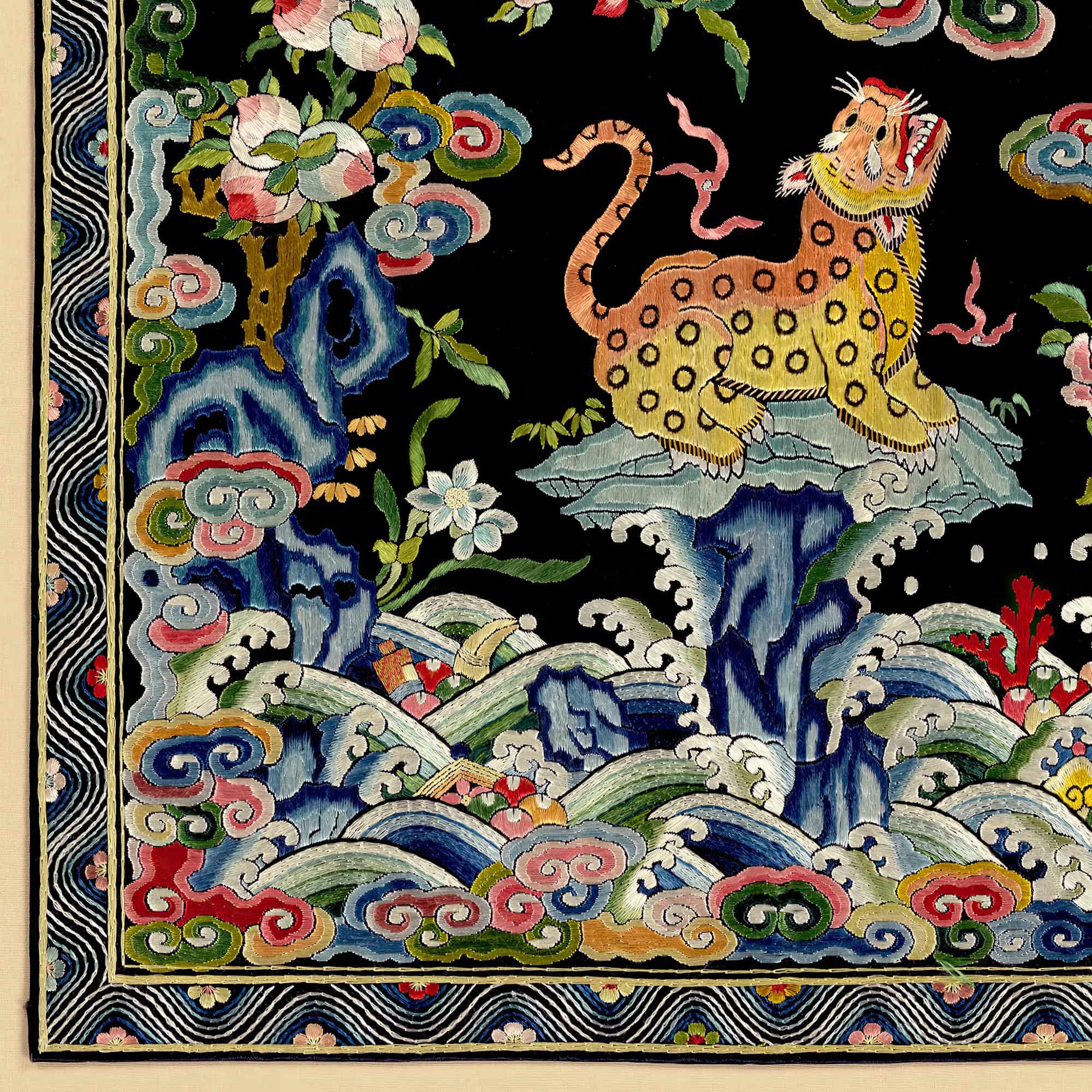 Leopard Silk Embroidery Design | Qing Dynasty Mandarin Square | Lion, Tiger, Jaguar Vintage Fine Art Print