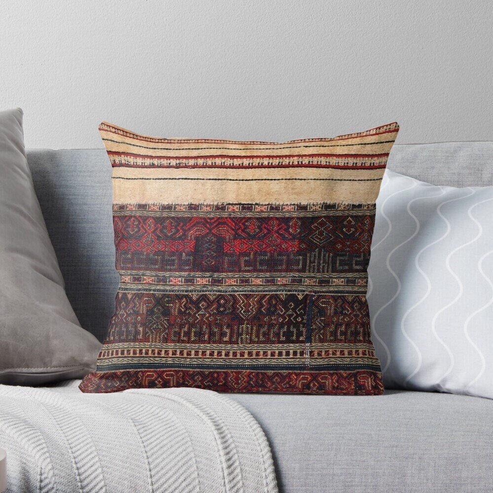 Tribal Pillow Li Culture Inspired Tribal Pillow Ethnic Pillow Kilim Kuba African Asian Accent Throw Pillow