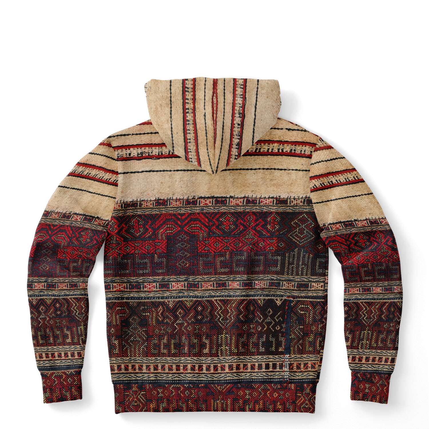 Fashion Hoodie - AOP XS Li Tribe Inspired Hoodie, Traditional World Style, Ethnic Asian Boho Textile Chinese Kilim Unisex Jacket Tribal Pullover Hoodie