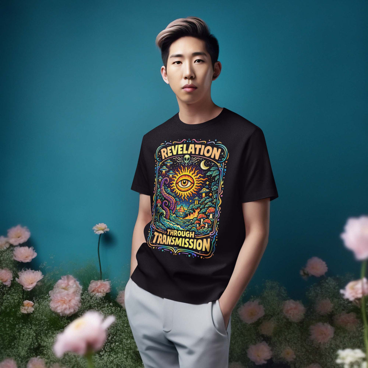 Revelation Through Transmission: Psychedelic Wisdom | Higher Consciousness Mind Expansion Graphic Art T-Shirt