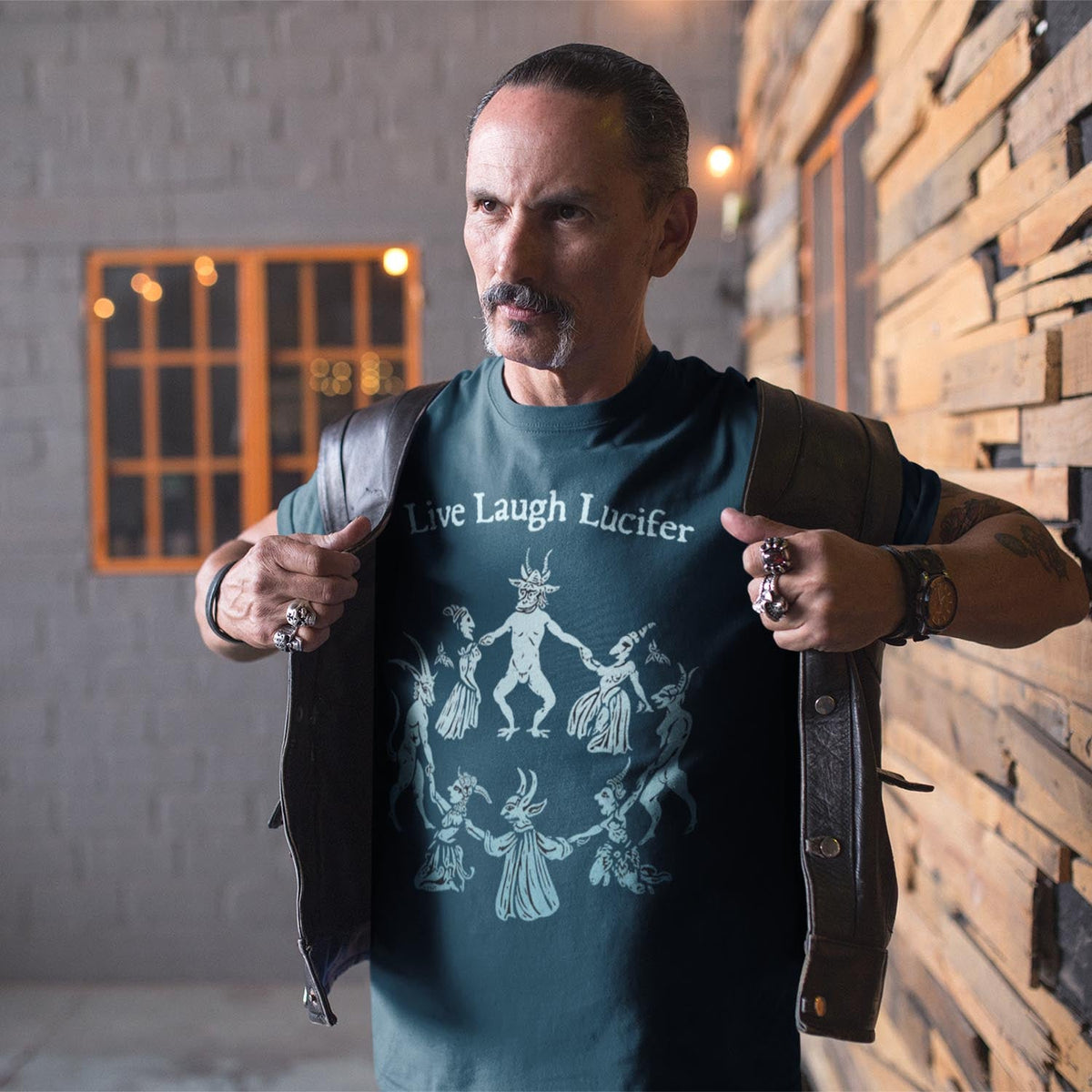 Live Laugh Lucifer | Medieval Witches w Satyrs | Dark Occult Nature Ritual | Sacred Sexuality, Witchy Pagan Art T-Shirt