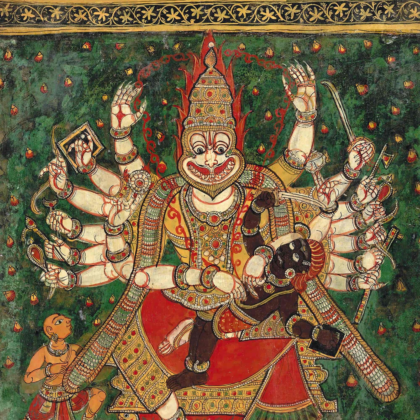 Lord Nrsimhadeva Narasimha Half-Lion Half Man Deity, Vishnu Incarnation Fights Demon King Hiranyakashipu | Hindu Mythology All-Over-Print Tshirt