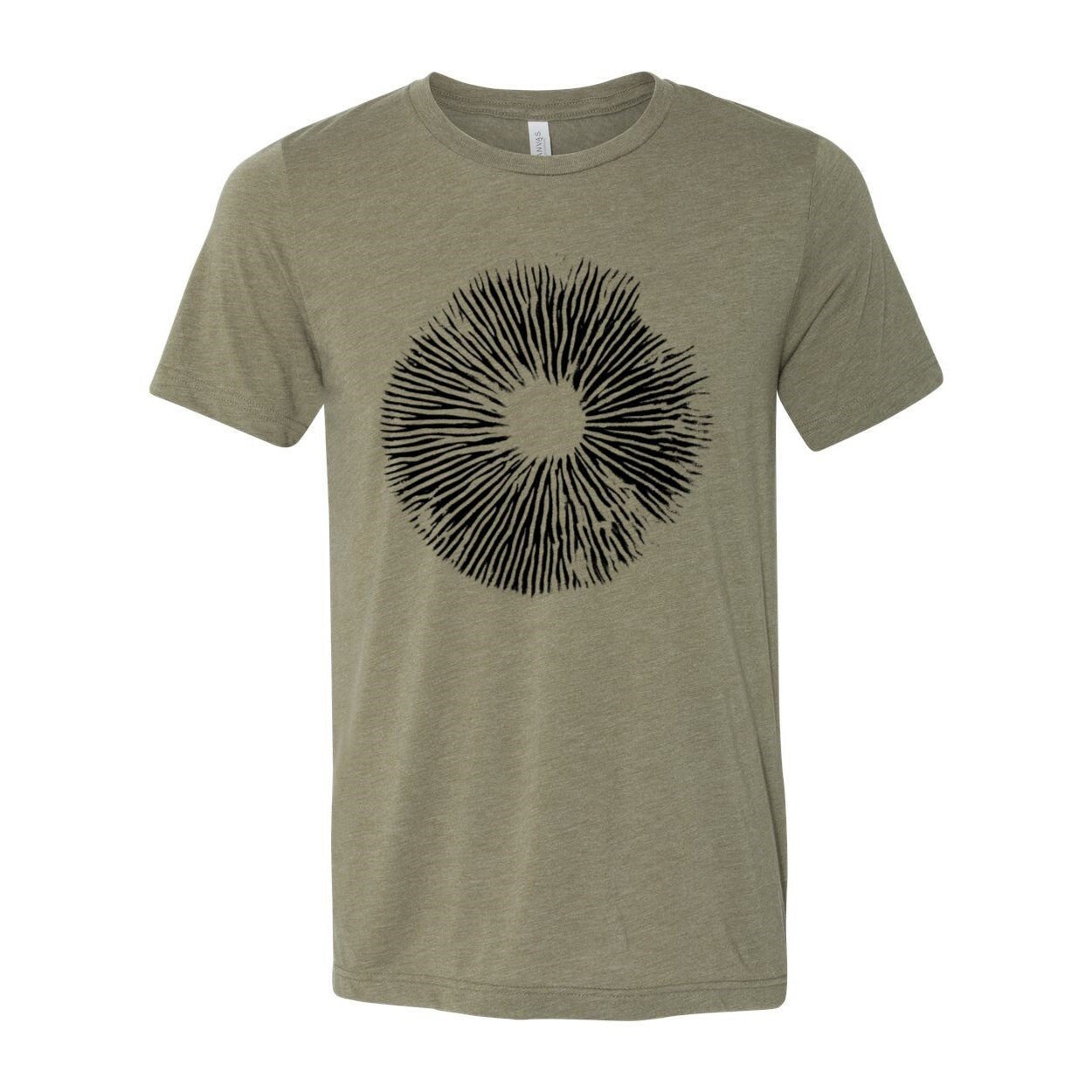 T-Shirts XS / Heather Olive Magic Mushroom Spore Print | Mycology Gift | Magic Mushroom Spore, Psilocybin Graphic T-Shirt Tee