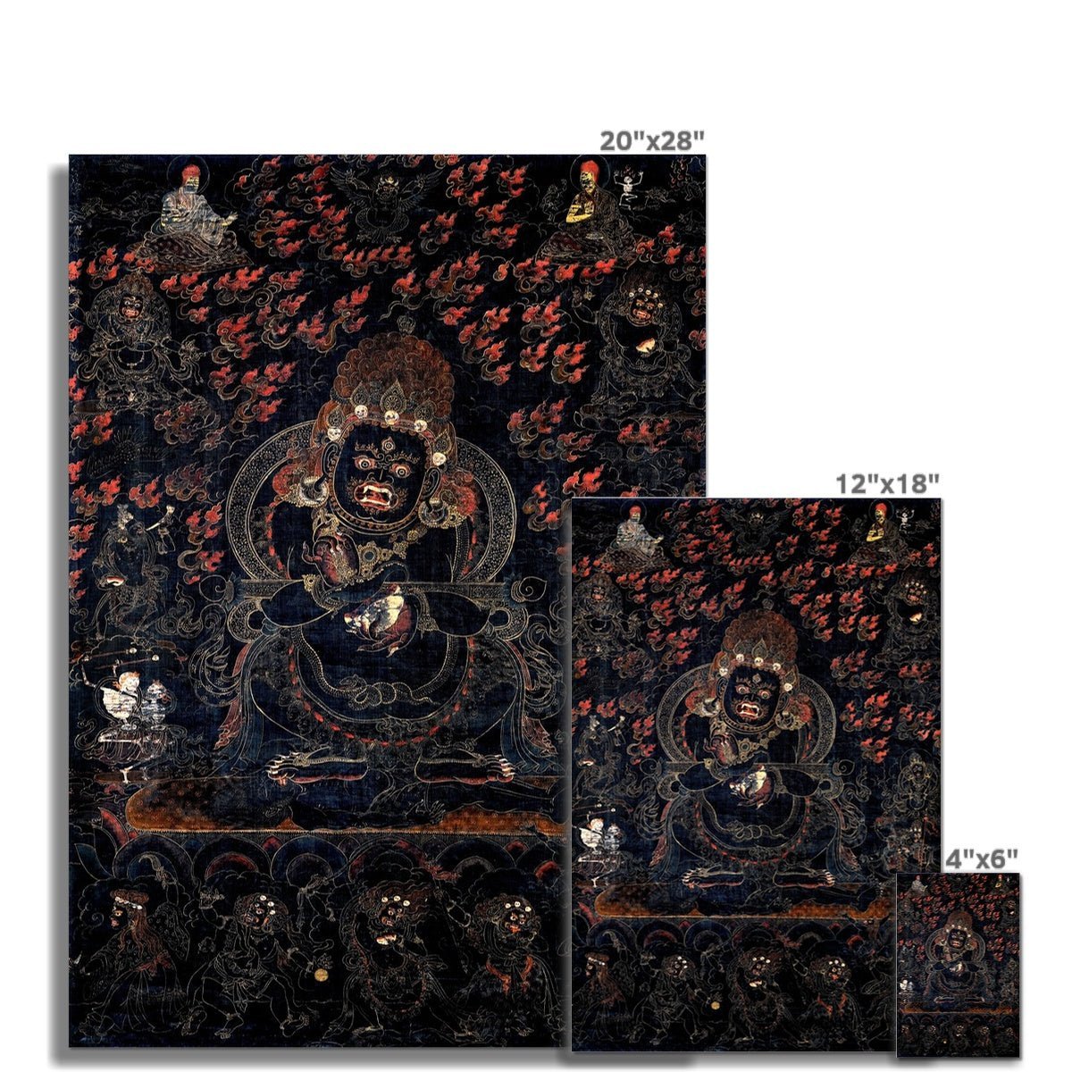 Mahakala as Panjarantha | Dharma Protector, Black Tibetan Antique Thangka, Enlightened Buddha Fine Art Print