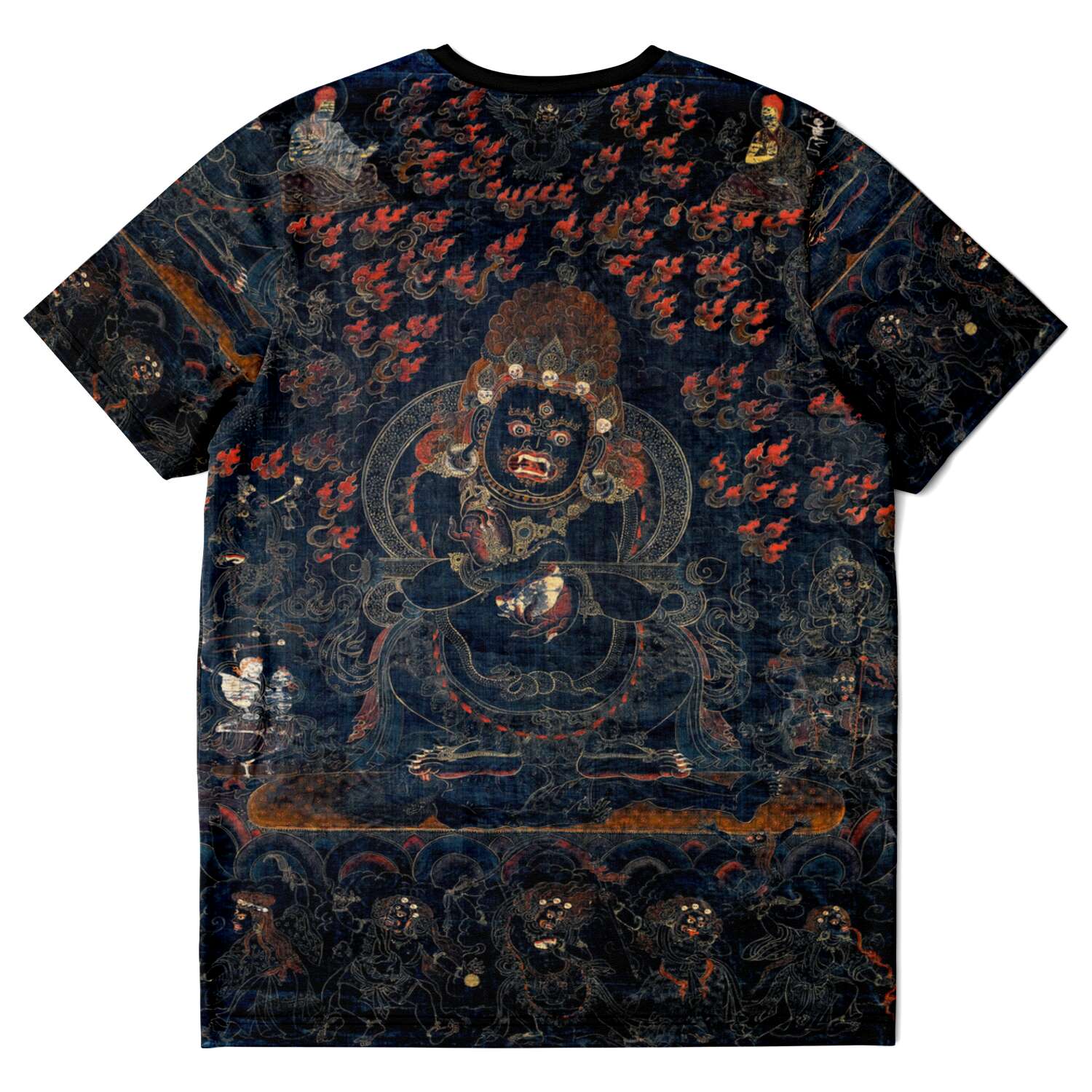 AOP T-Shirt Mahakala as Panjarantha | Tibetan Tangka Vajrayana Vintage Trippy T-Shirt Graphic Tee