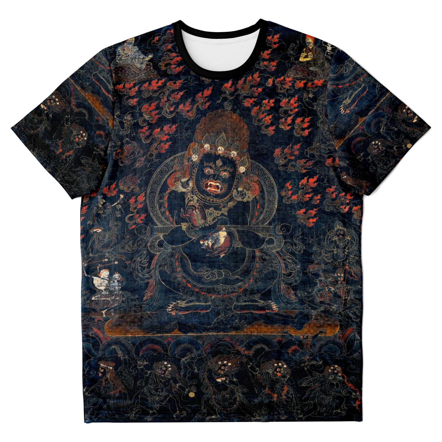 AOP T-Shirt XS Mahakala as Panjarantha | Tibetan Tangka Vajrayana Vintage Trippy T-Shirt Graphic Tee