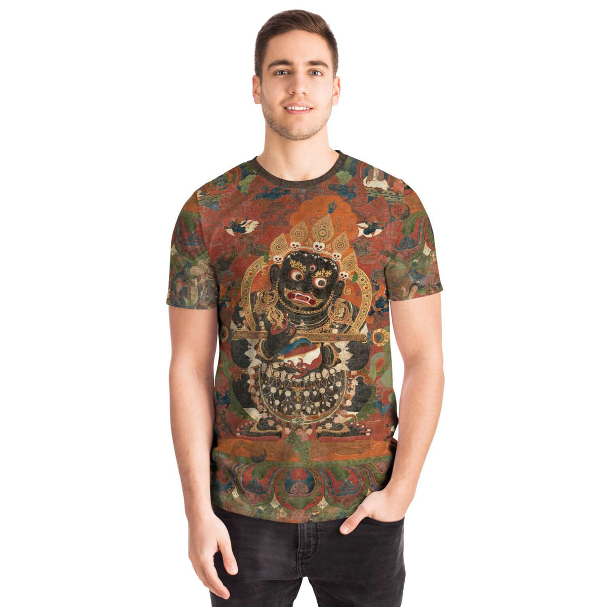 Mahakala | Enlightened Buddhist Protector | Tibetan Thangka Antique Graphic Tee T-Shirt