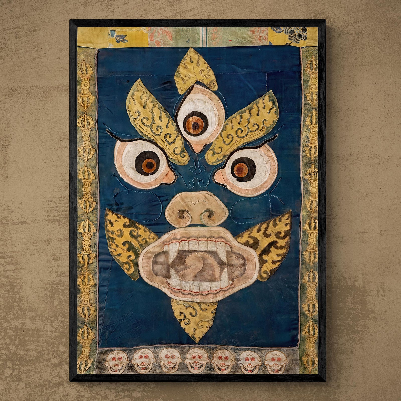 Yellow Mahakala: Wrathful Ancient Tibetan Deity | Devotional Temple Wall Art | Altar Room Meditation Fine Art Print