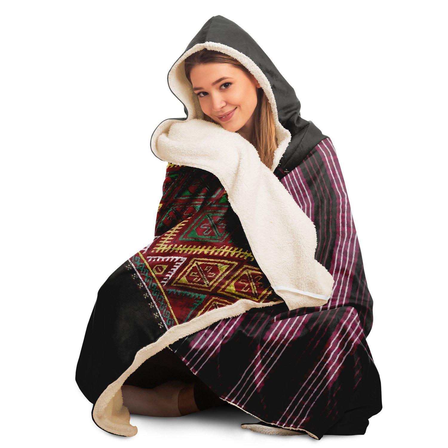 Hooded Blanket - AOP Maio Traditional Embroidery Inspired Hooded Blanket