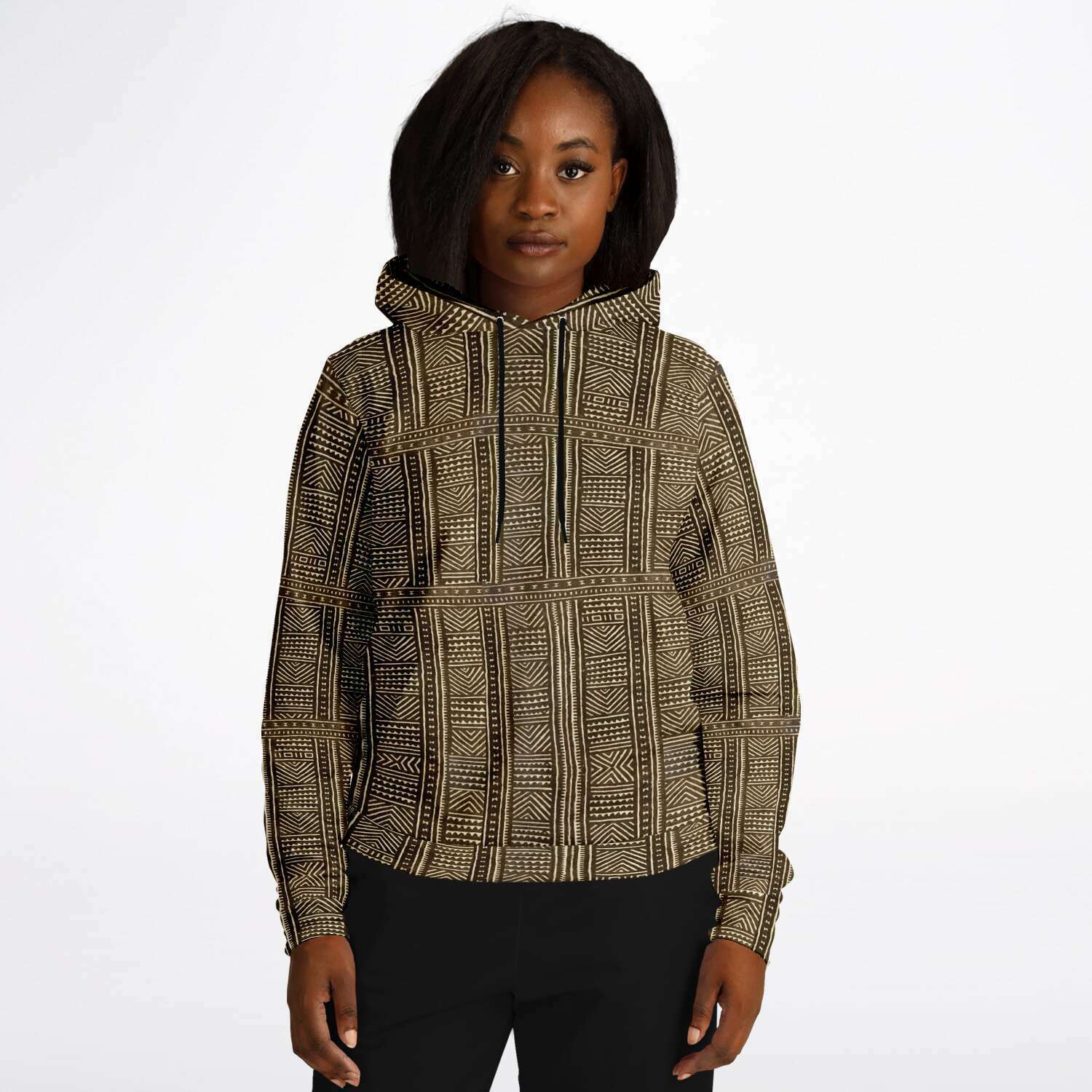 Mali Mudcloth Hoodie Unisex Traditional Tribal Design Bogolan Afrocentric Jacket Vintage Kuba Boho Hippie Gift Ethnic Pullover Hoodie