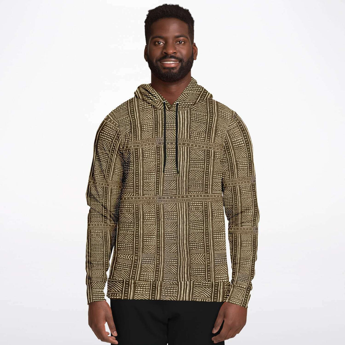 Mali Mudcloth Hoodie Unisex Traditional Tribal Design Bogolan Afrocentric Jacket Vintage Kuba Boho Hippie Gift Ethnic Pullover Hoodie