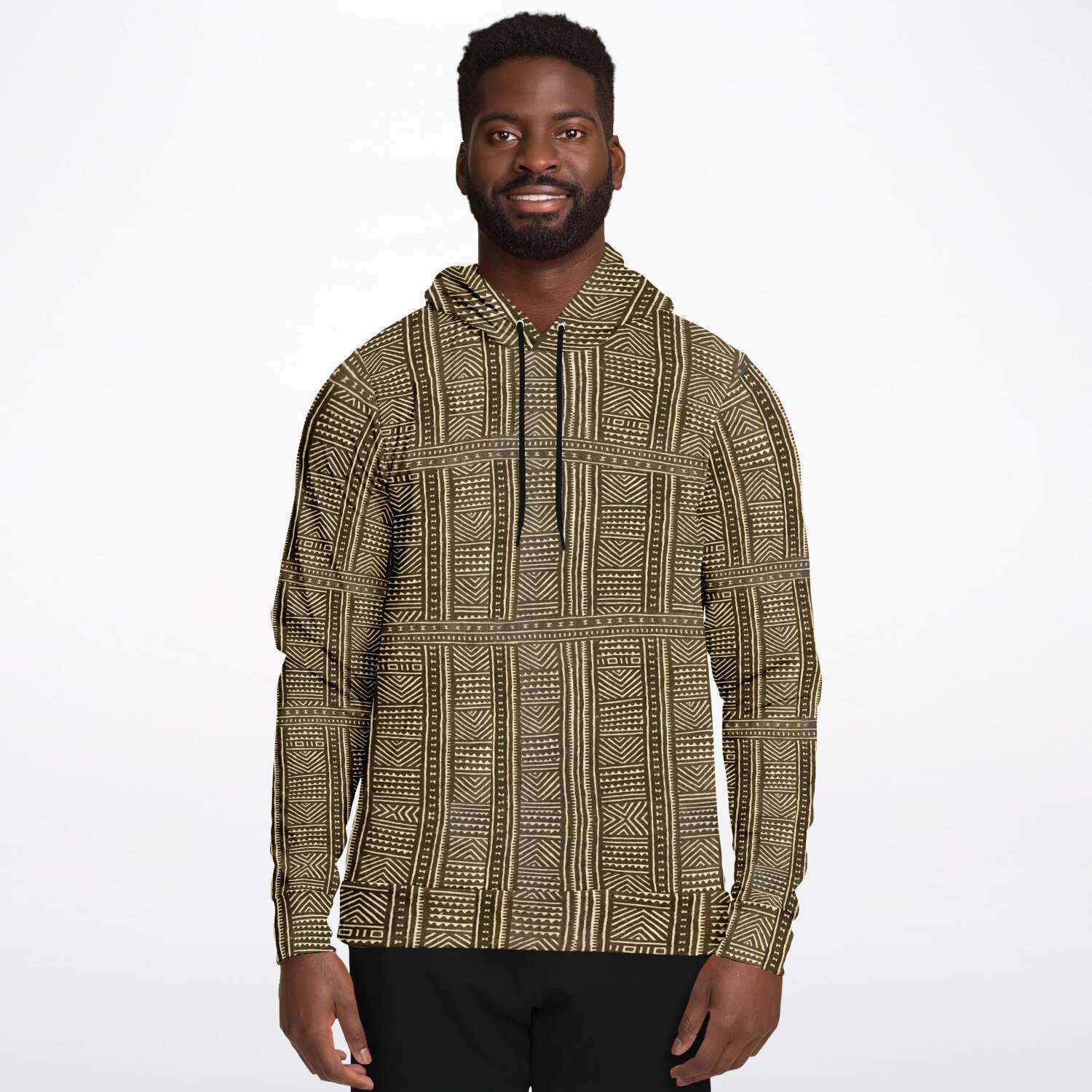 Mali Mudcloth Hoodie Unisex Traditional Tribal Design Bogolan Afrocentric Jacket Vintage Kuba Boho Hippie Gift Ethnic Pullover Hoodie