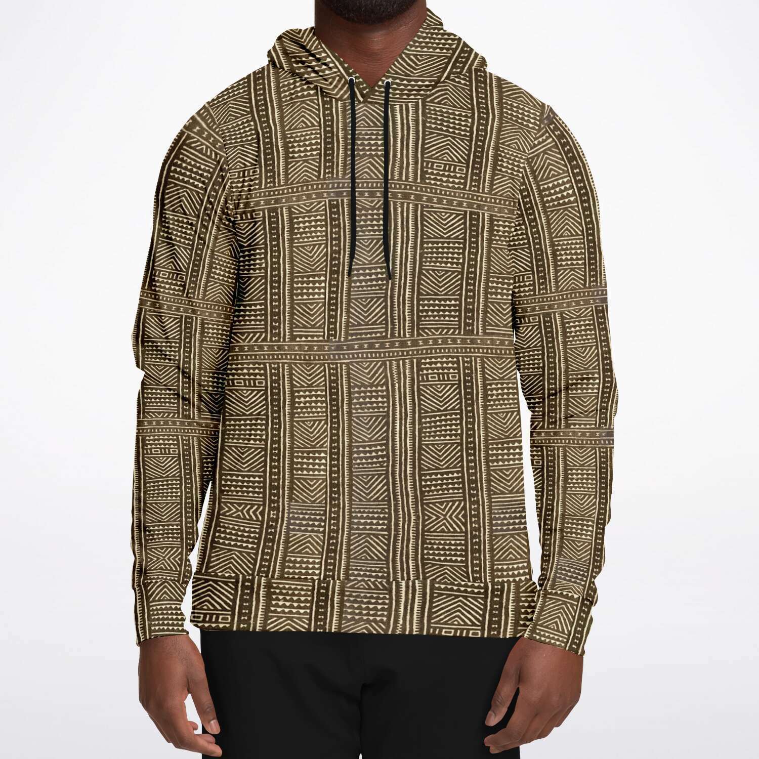 Mali Mudcloth Hoodie Unisex Traditional Tribal Design Bogolan Afrocentric Jacket Vintage Kuba Boho Hippie Gift Ethnic Pullover Hoodie