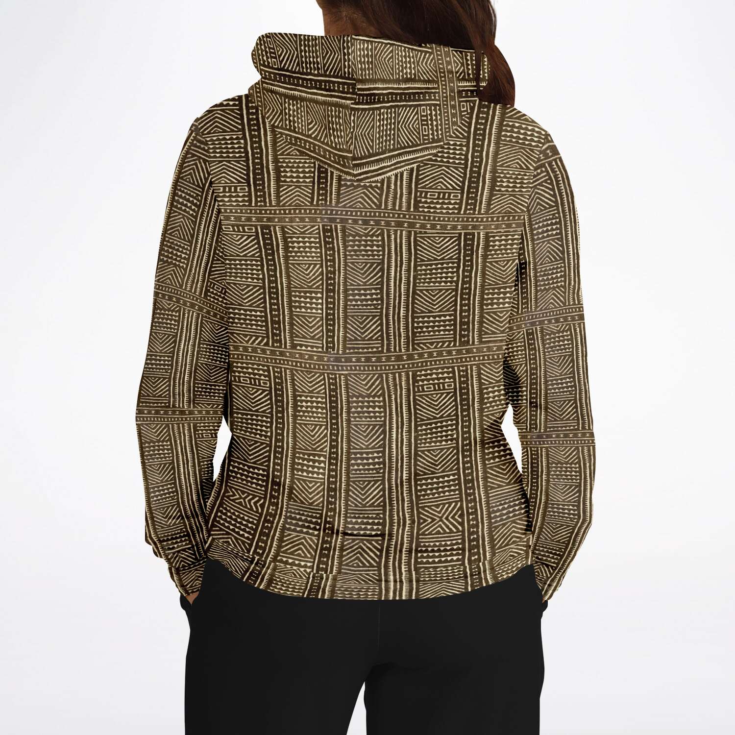 Mali Mudcloth Hoodie Unisex Traditional Tribal Design Bogolan Afrocentric Jacket Vintage Kuba Boho Hippie Gift Ethnic Pullover Hoodie