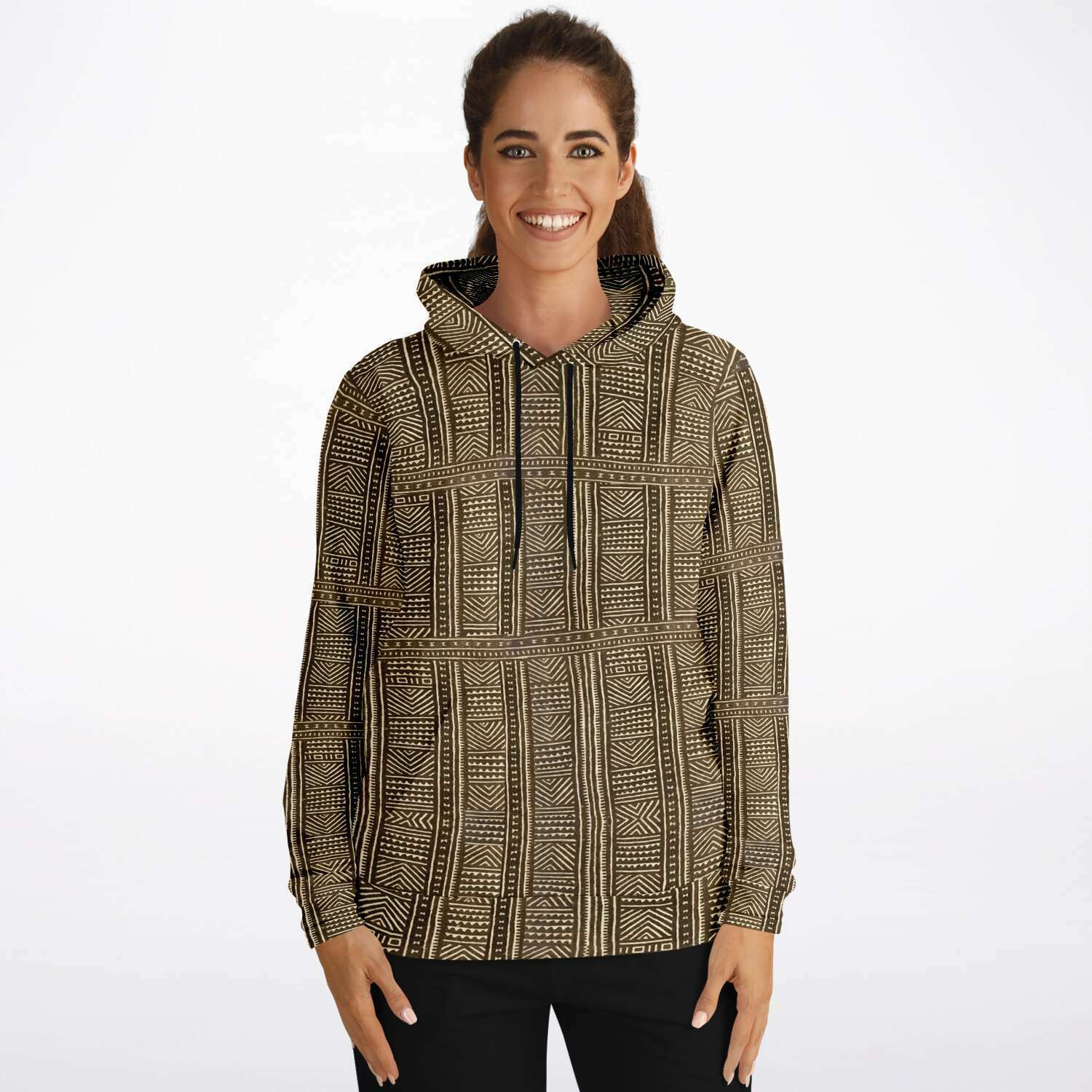 Mali Mudcloth Hoodie Unisex Traditional Tribal Design Bogolan Afrocentric Jacket Vintage Kuba Boho Hippie Gift Ethnic Pullover Hoodie