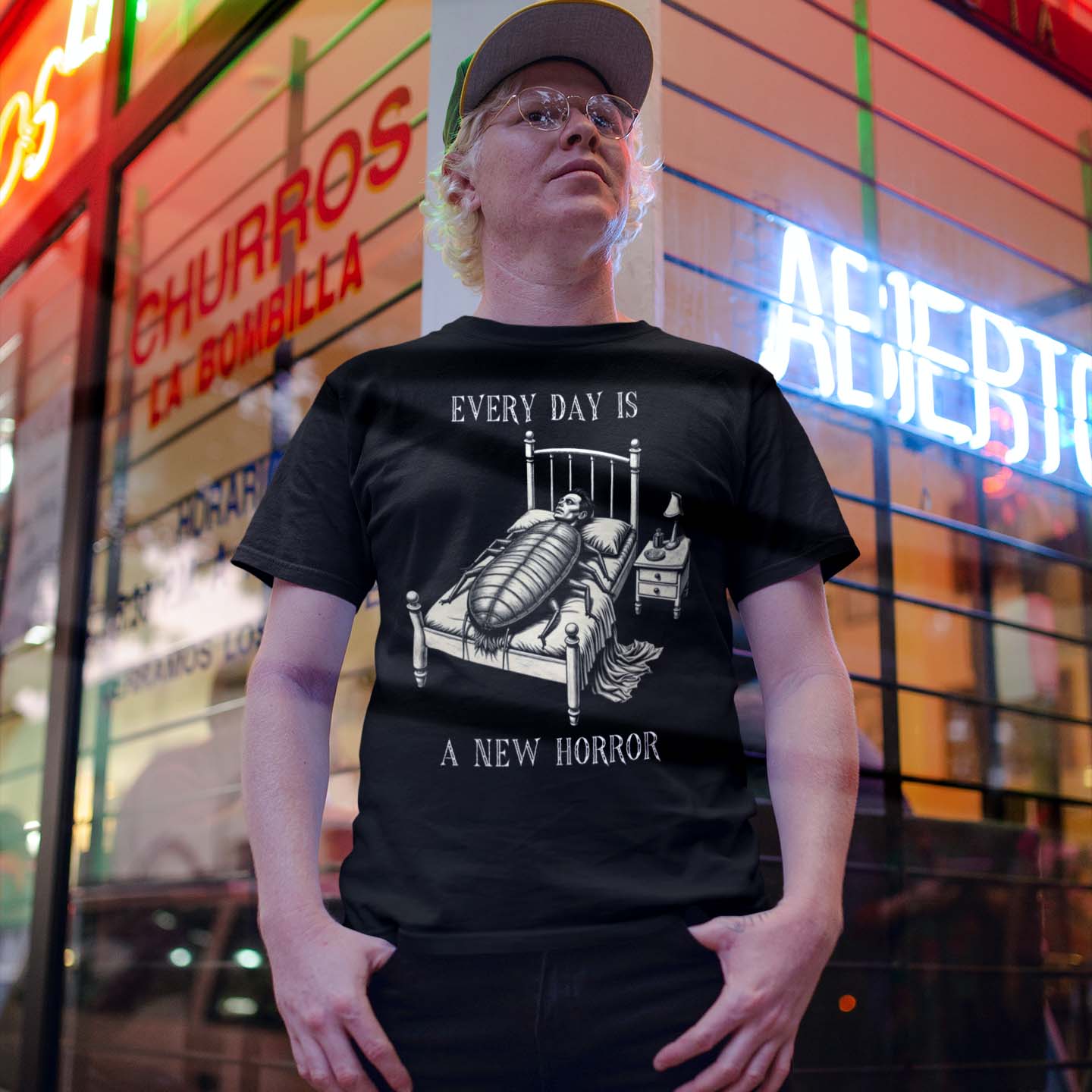Every Day Is a New Horror | Kafka's Metamorphosis, Existential Literary Art | Dark Humor, Sarcastic Morbid Cute Graphic Art TShirt