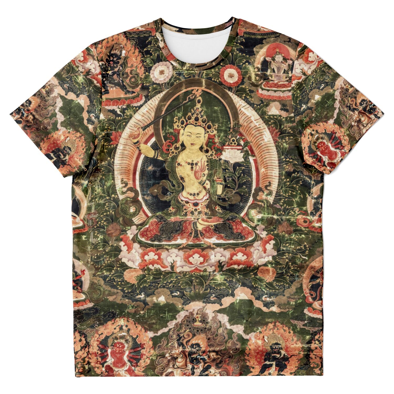 T-shirt XS Manjusri Bodhisattva Zen Patriarch | Tibetan Buddhist Mythology | Buddha Meditation and Mindfulness Vintage Graphic Art T-Shirt