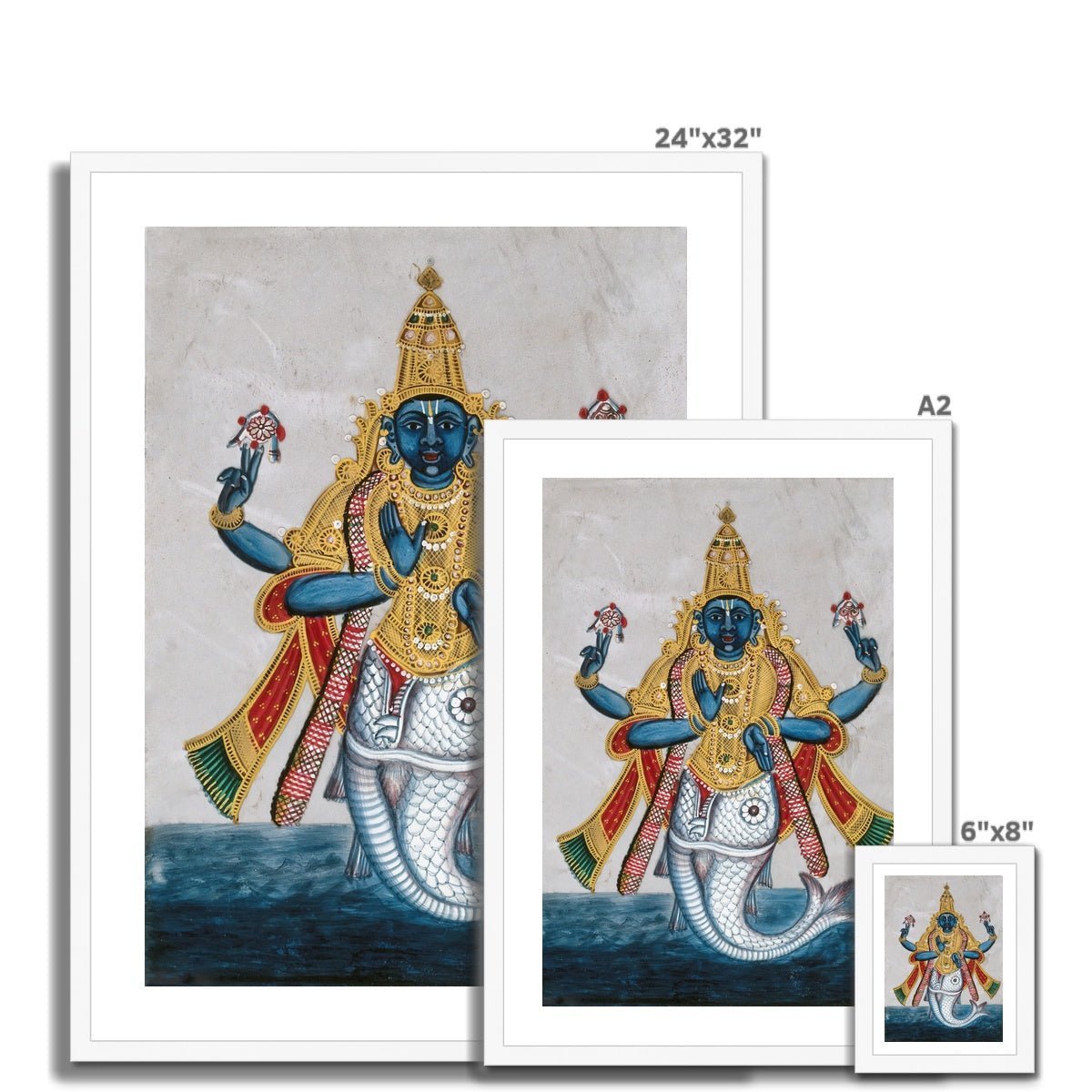 Matsya: Vishnu Avatar In the Form of a Fish Hindu Deity Vedic Art Om Antique Yoga Meditation Framed Art Print