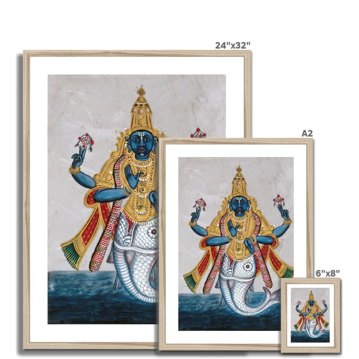 Framed Print Matsya: Vishnu Avatar In the Form of a Fish Hindu Deity Vedic Art Om Antique Yoga Meditation Framed Art Print