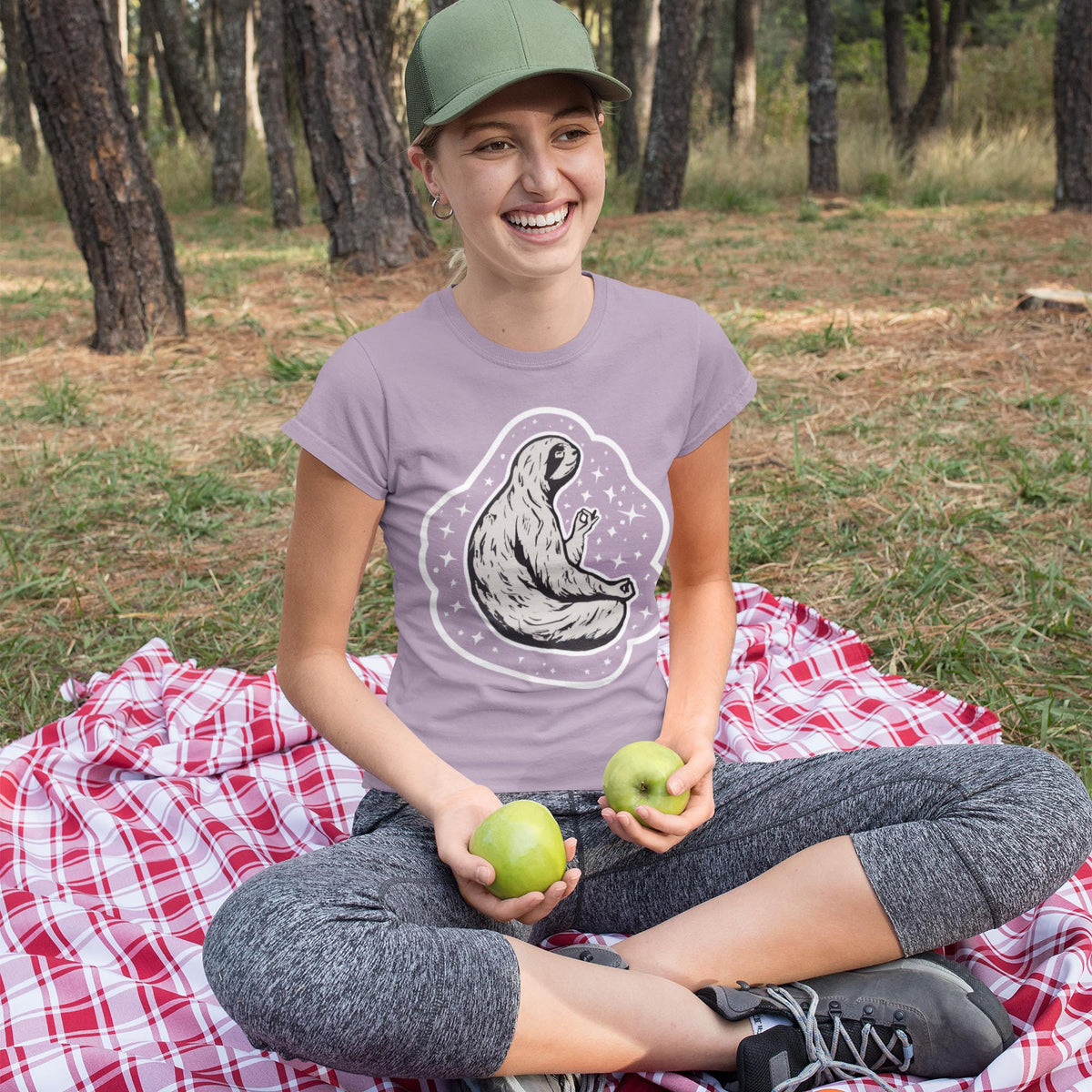 Meditating Sloth: Kawai Cute, At One with Universe, Namaste, Yoga Attire, Unisex Fine Art T-Shirt