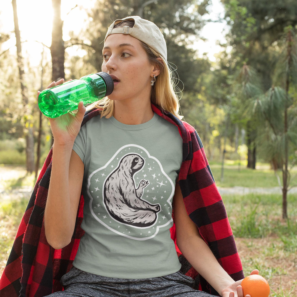 Meditating Sloth: Kawai Cute, At One with Universe, Namaste, Yoga Attire, Unisex Fine Art T-Shirt