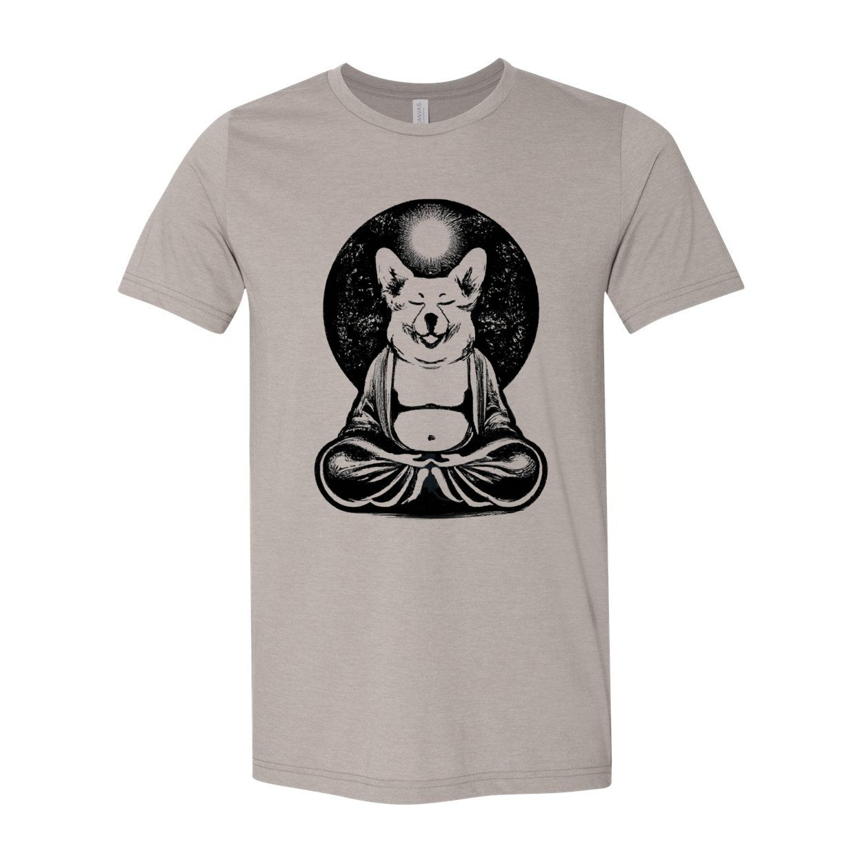 T-Shirts XS / Heather Stone Meditating Zen Corgi at Peace with the Universe | Cute Kawaii Dog-Lover Pet Gift | Unisex Cotton T-Shirt