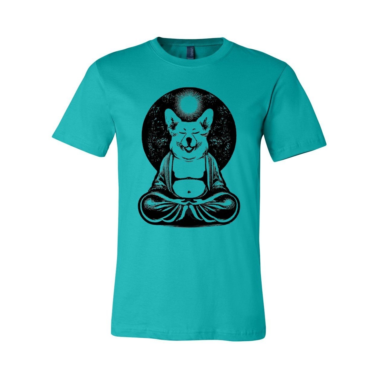 T-Shirts XS / Teal Meditating Zen Corgi at Peace with the Universe | Cute Kawaii Dog-Lover Pet Gift | Unisex Cotton T-Shirt