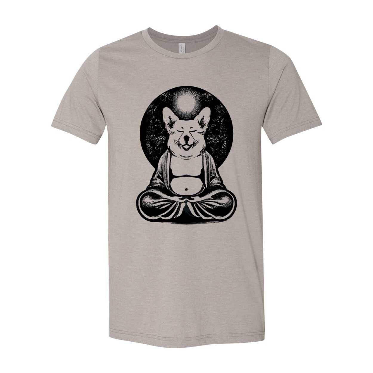 Meditating Zen Corgi at Peace with the Universe | Cute Kawaii Dog-Lover Yoga Pet Gift | Unisex Cotton T-Shirt