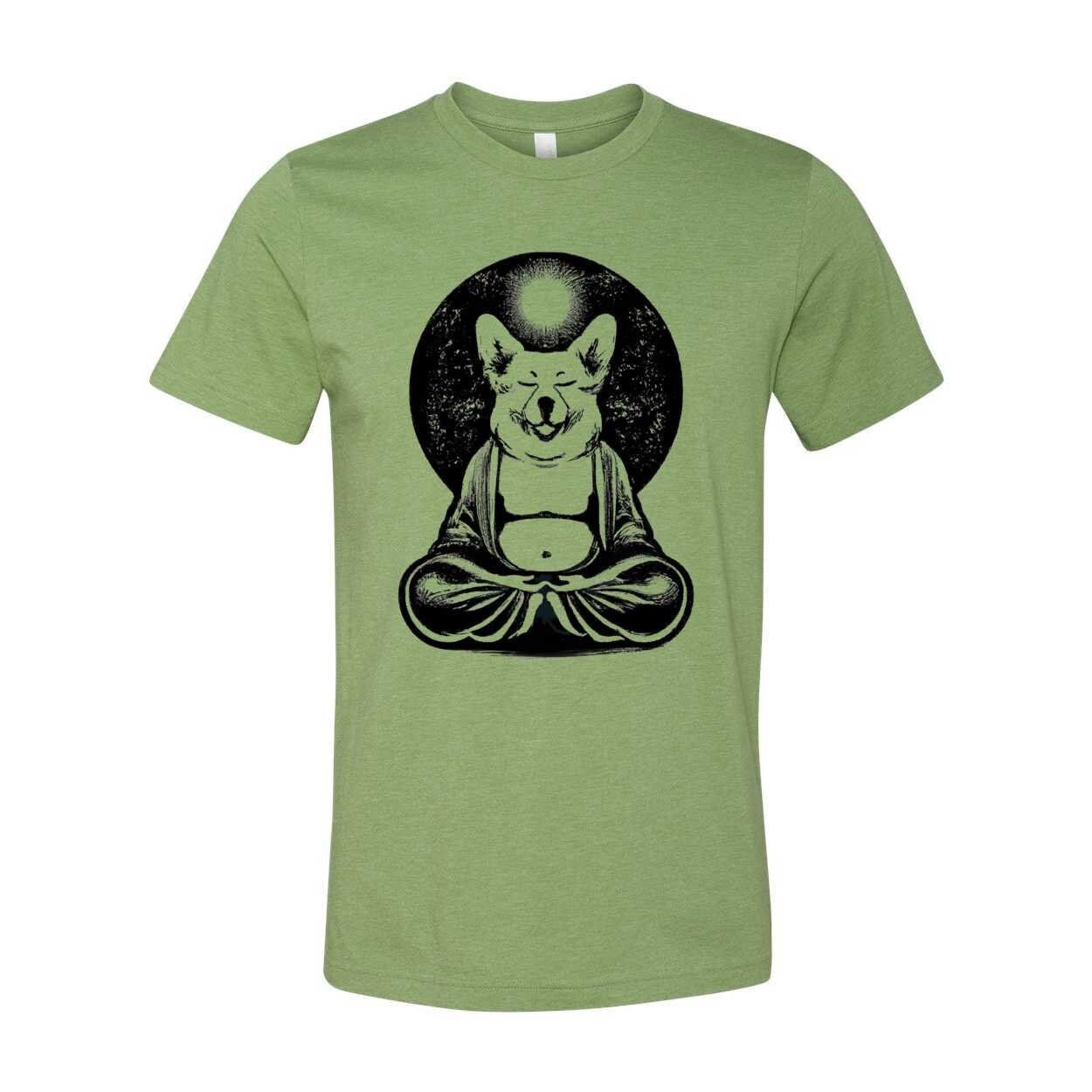 Meditating Zen Corgi at Peace with the Universe | Cute Kawaii Dog-Lover Yoga Pet Gift | Unisex Cotton T-Shirt
