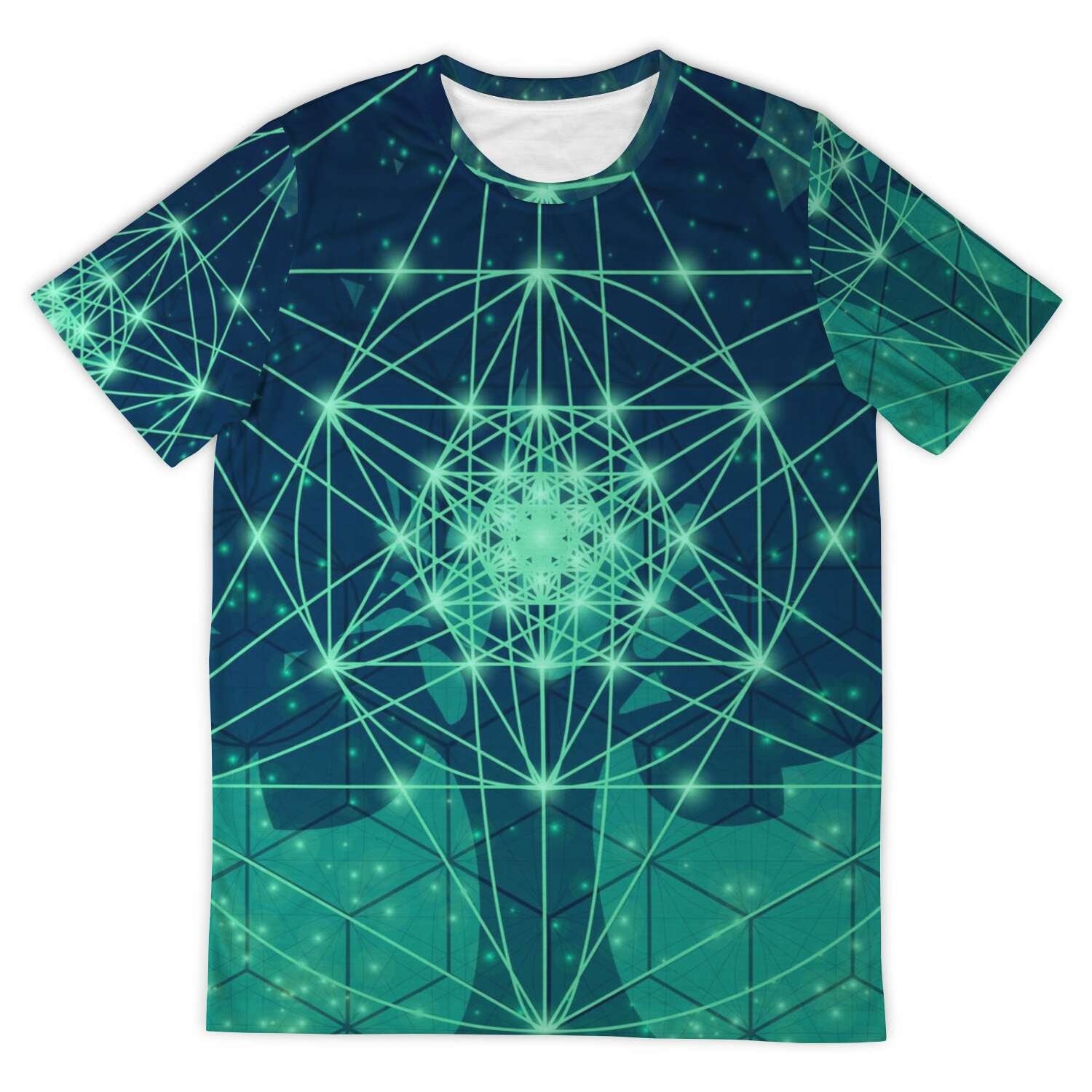 AOP T-Shirt Metatron's Cube Sacred Geometry (Flower of Life, Seed of Life Clothing, Golden Ratio) Graphic Art T-Shirt