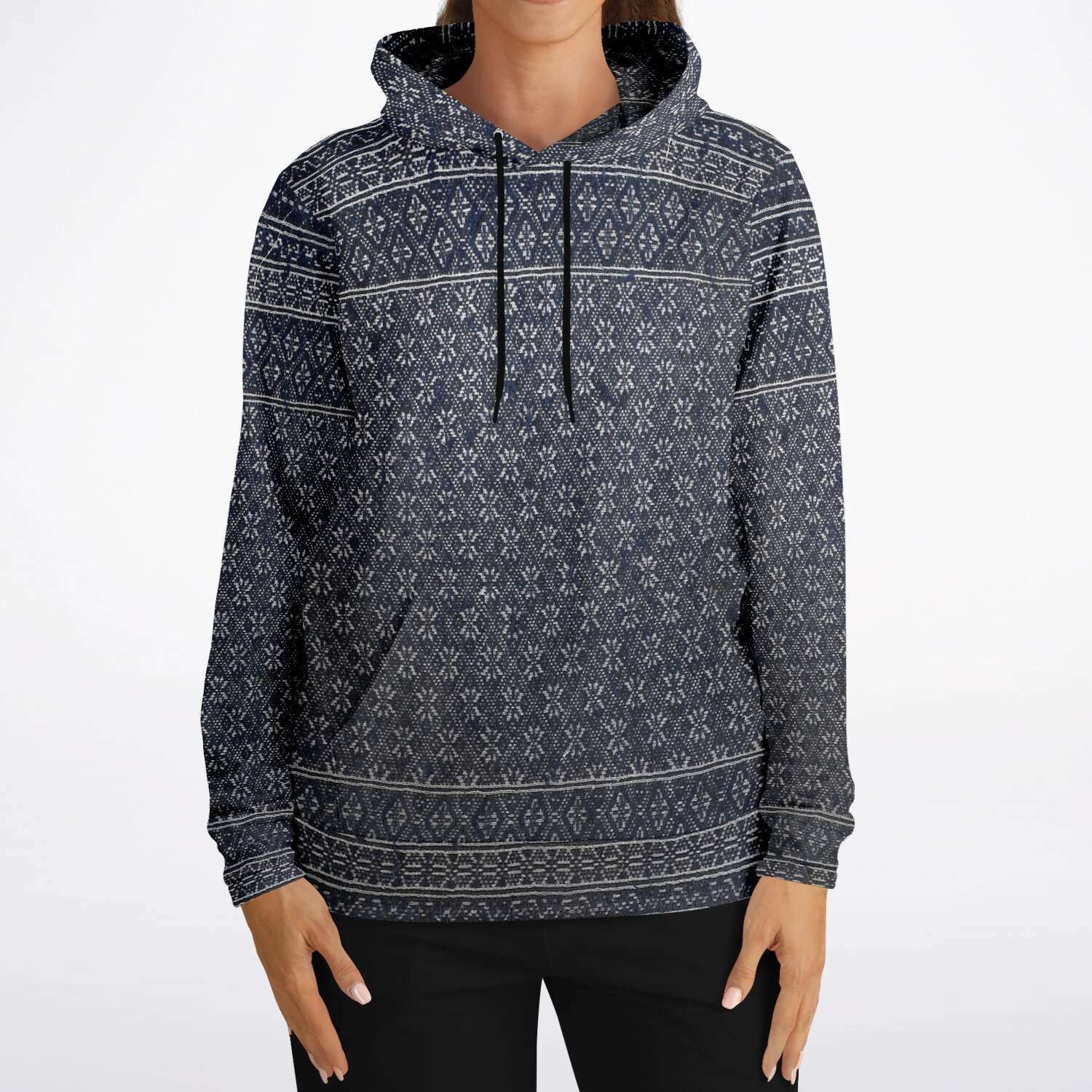 Miao Antique Traditional Textile Indigo Blue Dye Asian Batik Ikat Vintage Gift Boho, Kuba, Kilim, Ethnic Jacket Tribal Pullover Hoodie