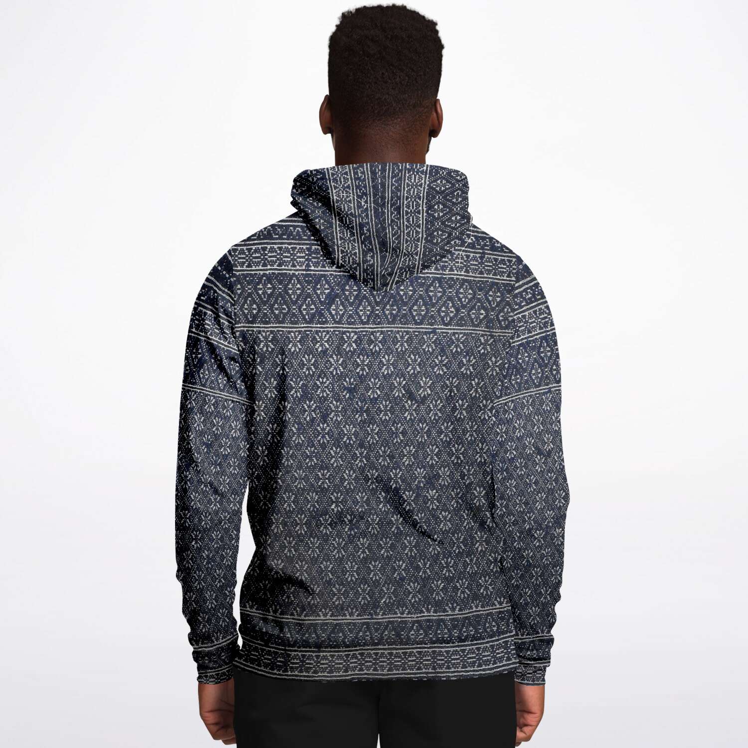 Fashion Hoodie - AOP Miao Antique Traditional Textile  Indigo Blue Dye  Asian Batik Ikat Vintage Gift Boho, Kuba, Kilim, Ethnic Jacket Tribal Pullover Hoodie