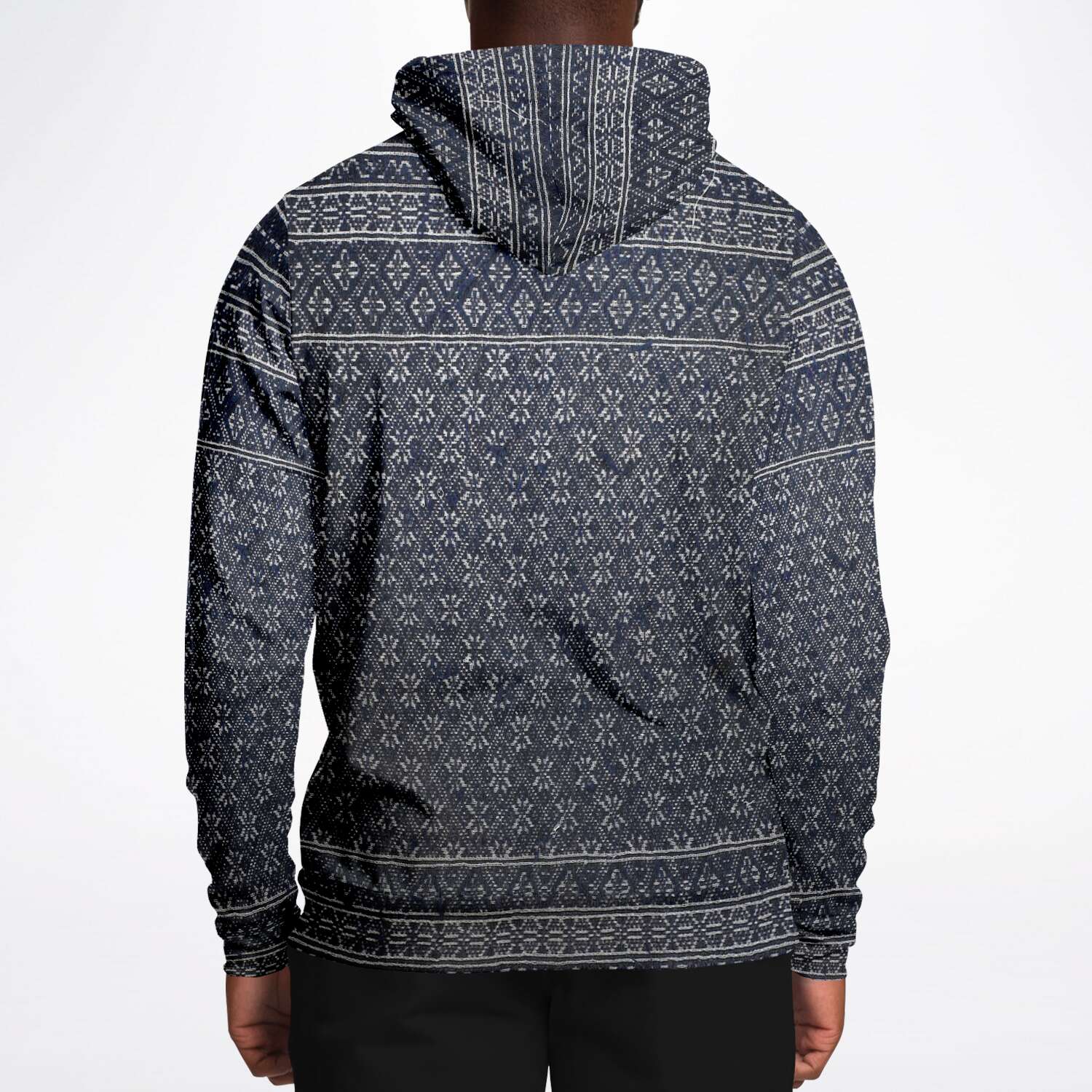 Miao Antique Traditional Textile Indigo Blue Dye Asian Batik Ikat Vintage Gift Boho, Kuba, Kilim, Ethnic Jacket Tribal Pullover Hoodie