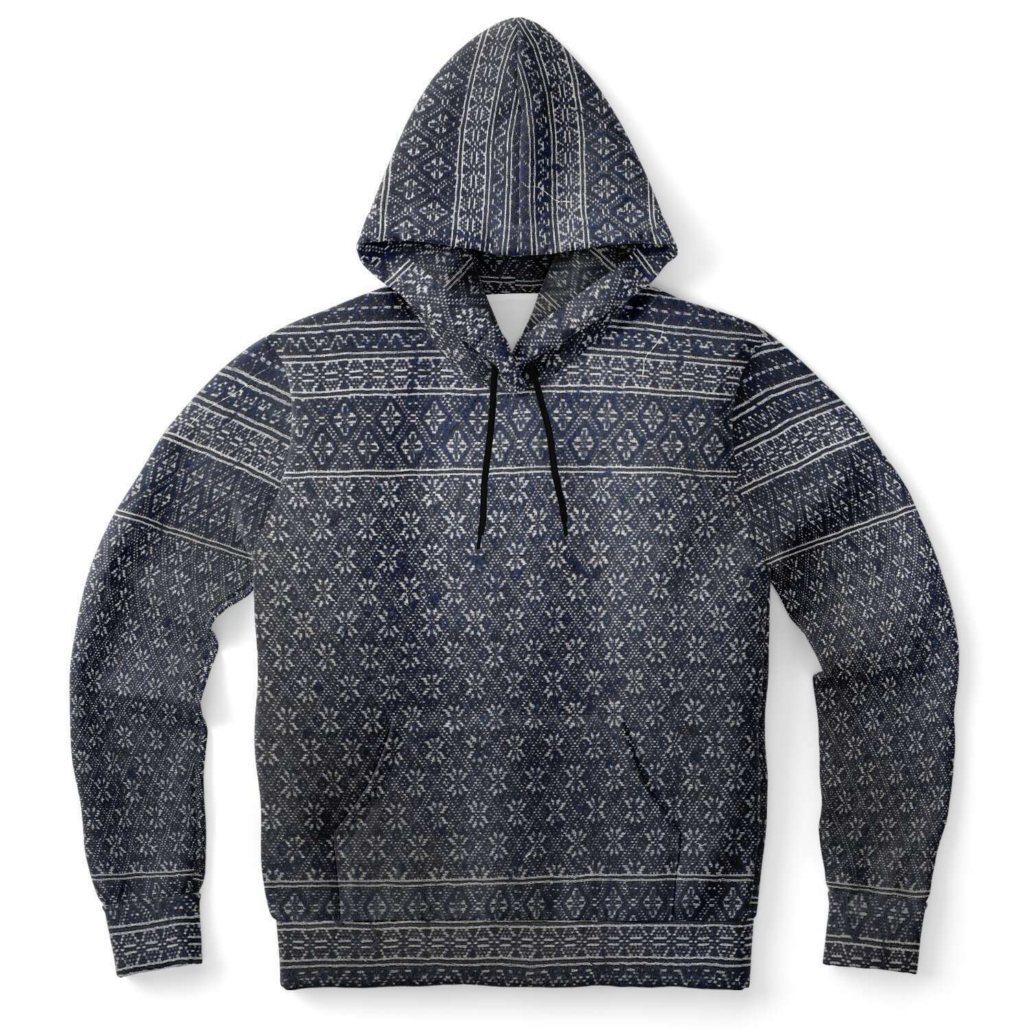 Fashion Hoodie - AOP XS Miao Antique Traditional Textile  Indigo Blue Dye  Asian Batik Ikat Vintage Gift Boho, Kuba, Kilim, Ethnic Jacket Tribal Pullover Hoodie