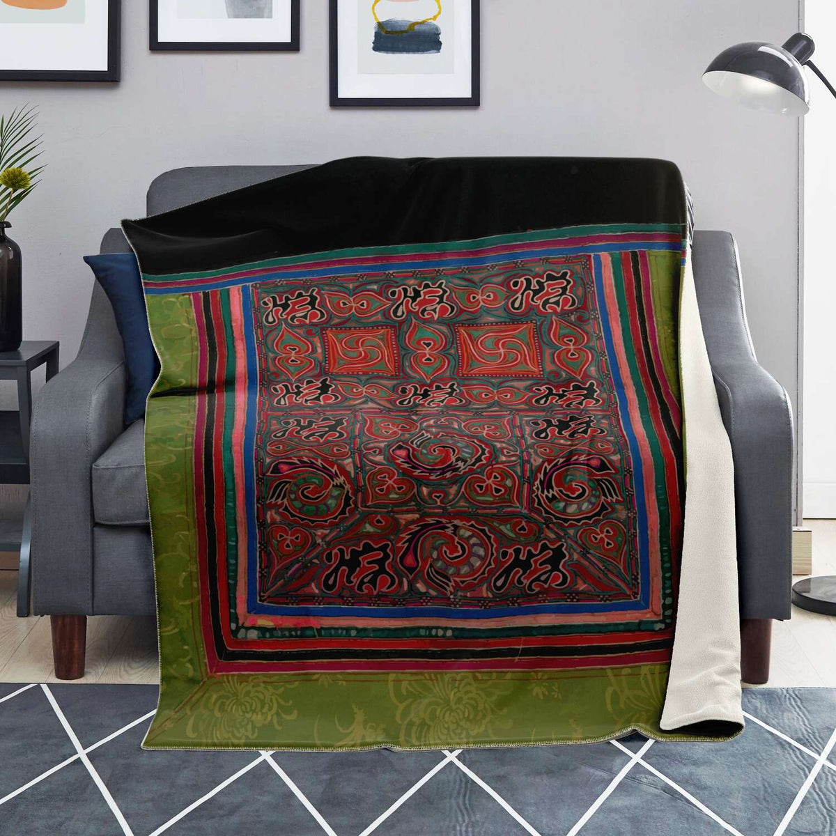 MIAO CULTURE 19TH-CENTURY DESIGN | Sherpa Fleece Blanket
