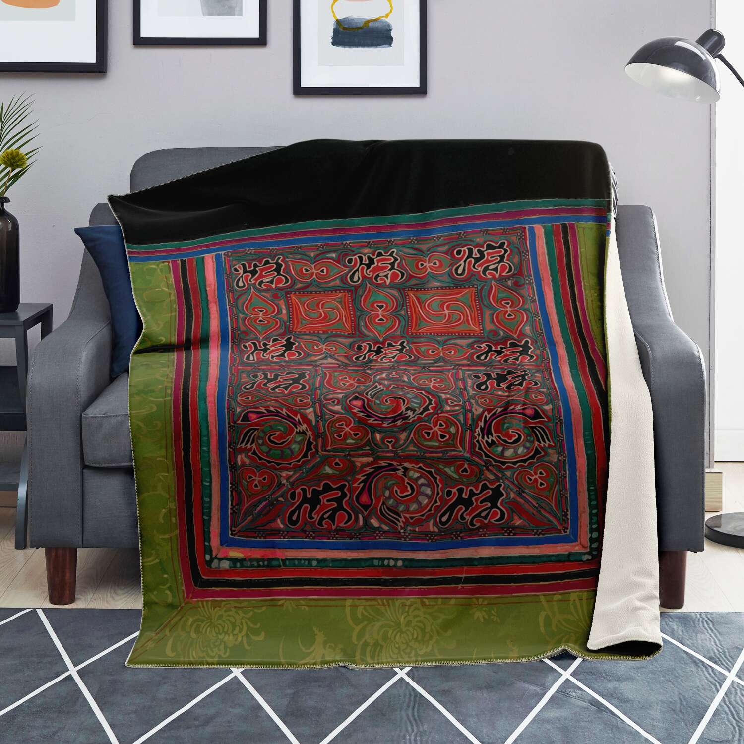 MIAO CULTURE 19TH-CENTURY DESIGN | Sherpa Fleece Blanket