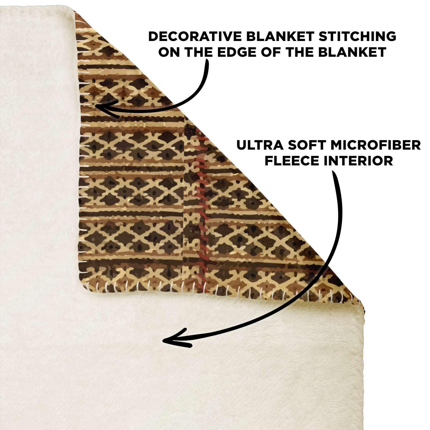 Sherpa Fleece Blanket MIAO CULTURE TRADITIONAL WOVEN DESIGN | Sherpa Fleece Blanket