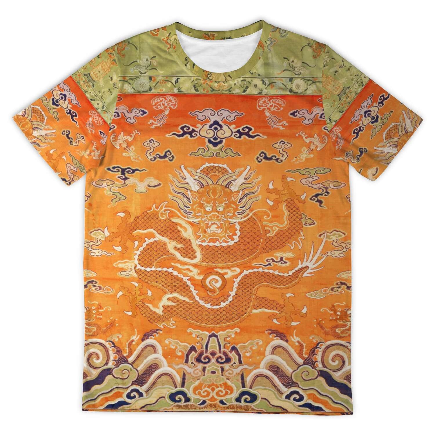 AOP T-Shirt Ming Dynasty East Asian Chinese Taoist Dragon Serpent Mystical Antique Vintage Graphic Art All-Over-Print T-Shirt