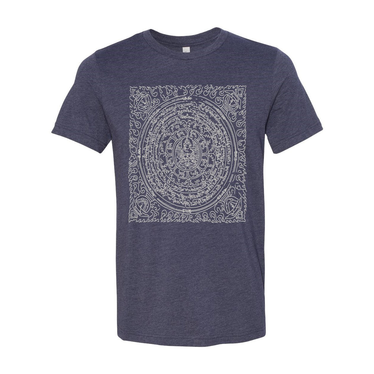 T-Shirts XS / Heather Midnight Navy Minimalist Mandala T-Shirt | Yoga Meditation Art | Sacred Geometry Buddha Dharma | Wisdom Yantra Graphic Art T-Shirt Tee