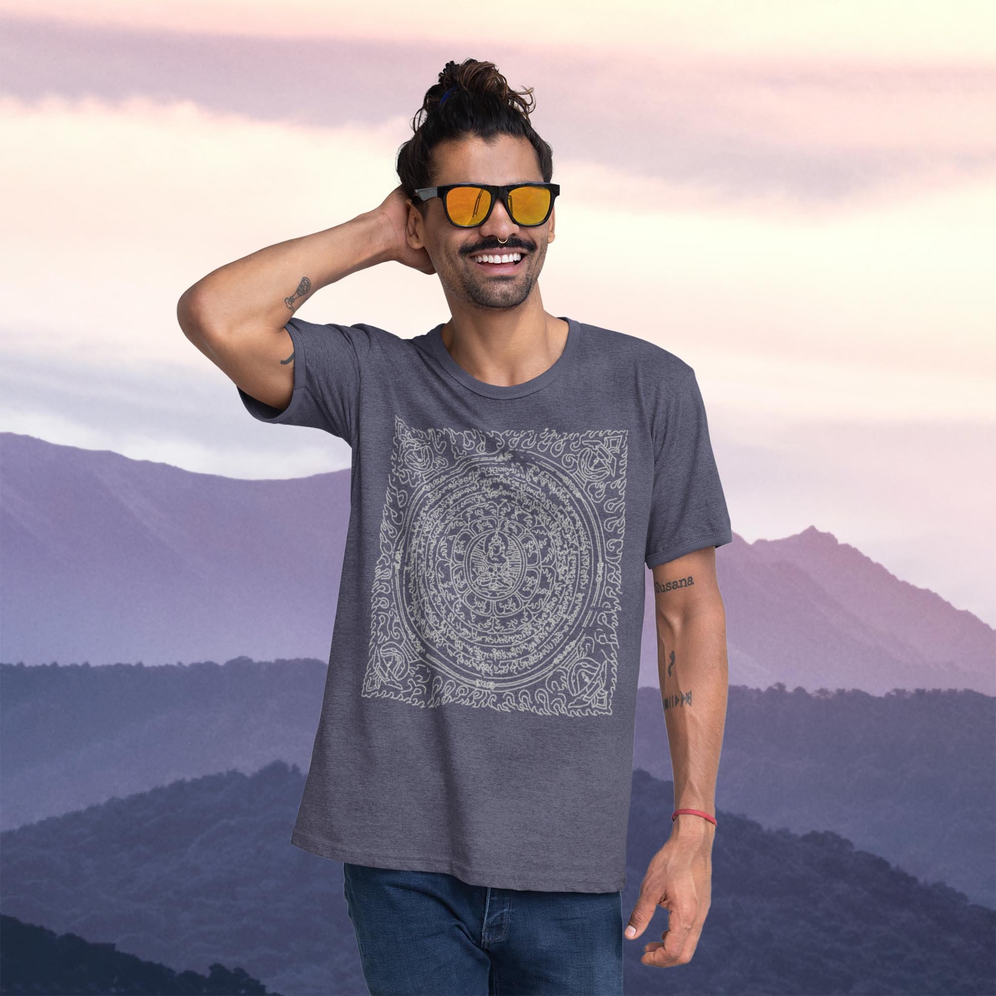T-Shirts Minimalist Mandala T-Shirt | Yoga Meditation Art | Sacred Geometry Buddha Dharma | Wisdom Yantra Graphic Art T-Shirt Tee