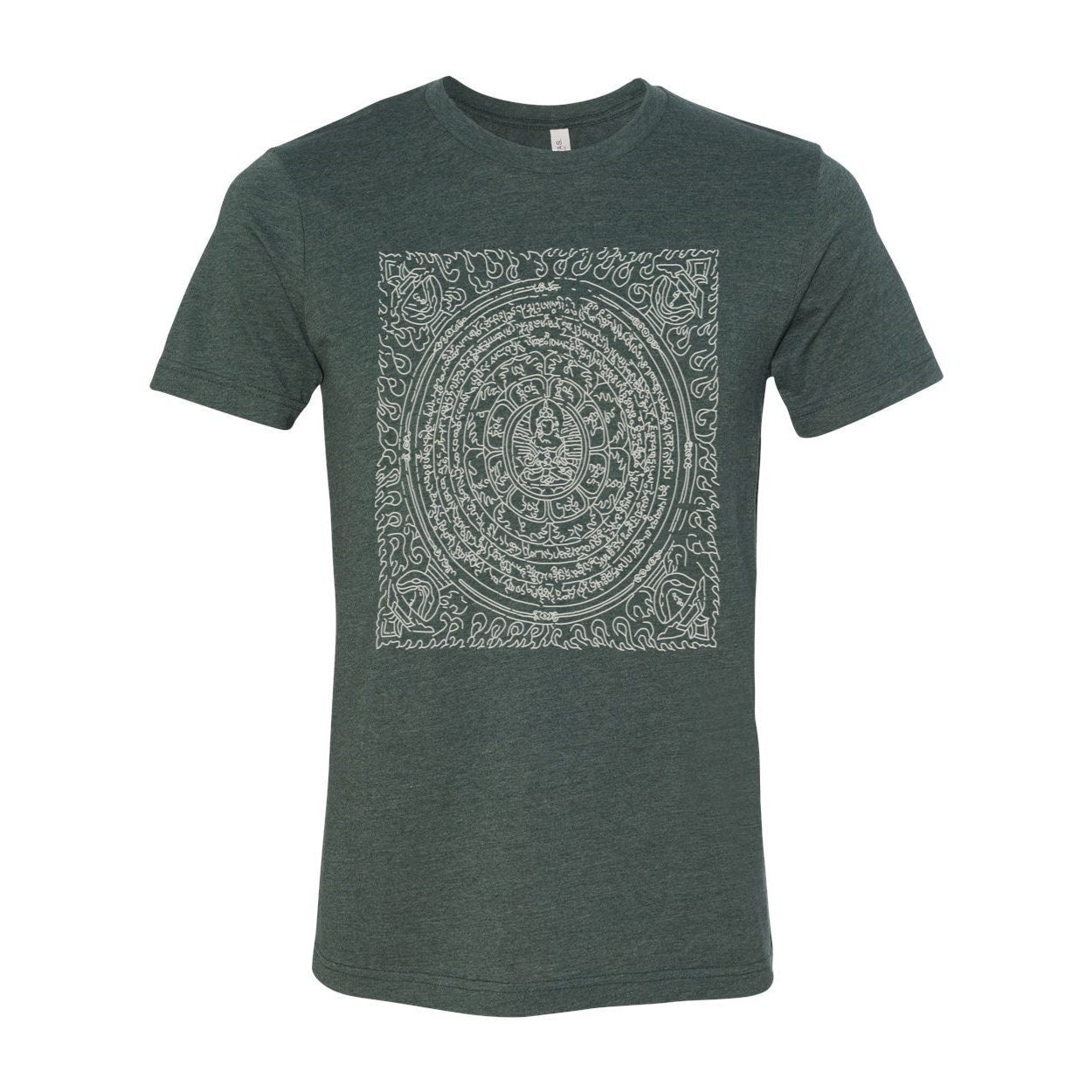 T-Shirts XS / Heather Forest Minimalist Mandala T-Shirt | Yoga Meditation Art | Sacred Geometry Buddha Dharma | Wisdom Yantra Graphic Art T-Shirt Tee