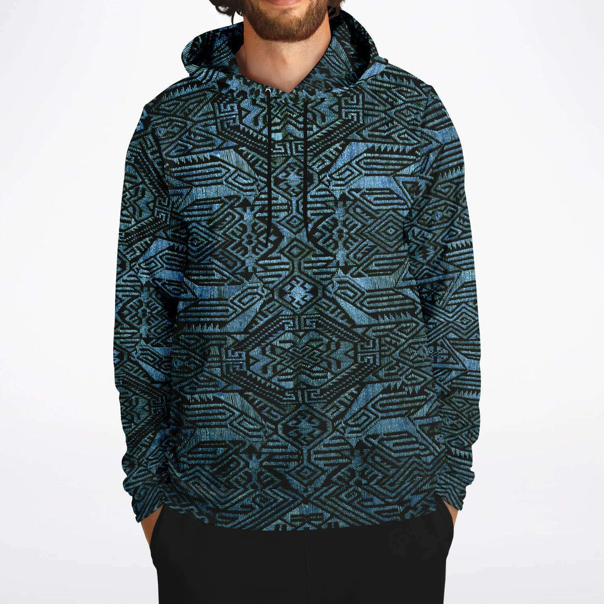 Modern Oceanic Ikat Pullover Hoodie, Inspired by Indonesian Textiles, Laos Culture, Hmong Sweaters, Thailand, and India