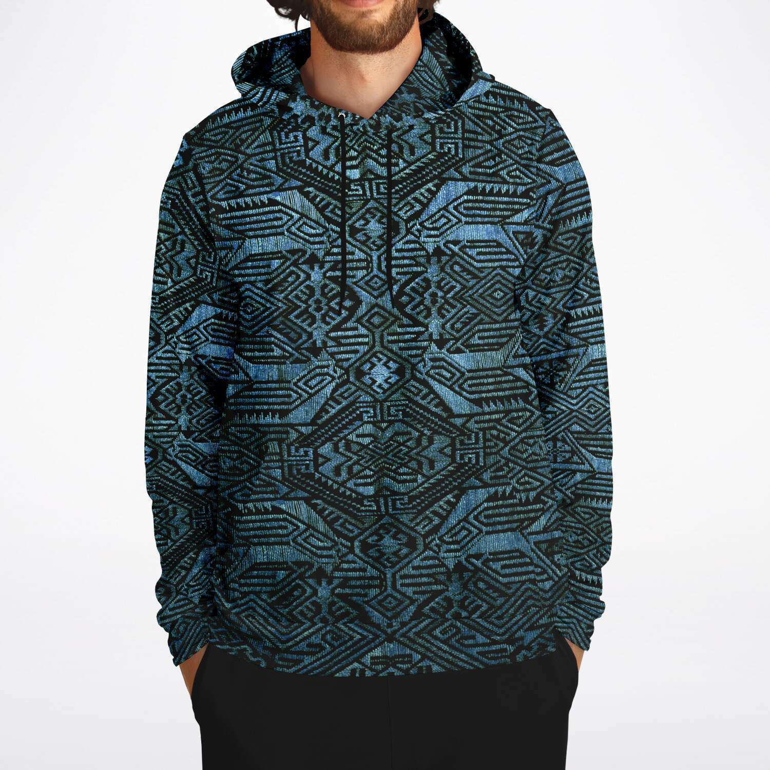 Modern Oceanic Ikat Pullover Hoodie, Inspired by Indonesian Textiles, Laos Culture, Hmong Sweaters, Thailand, and India