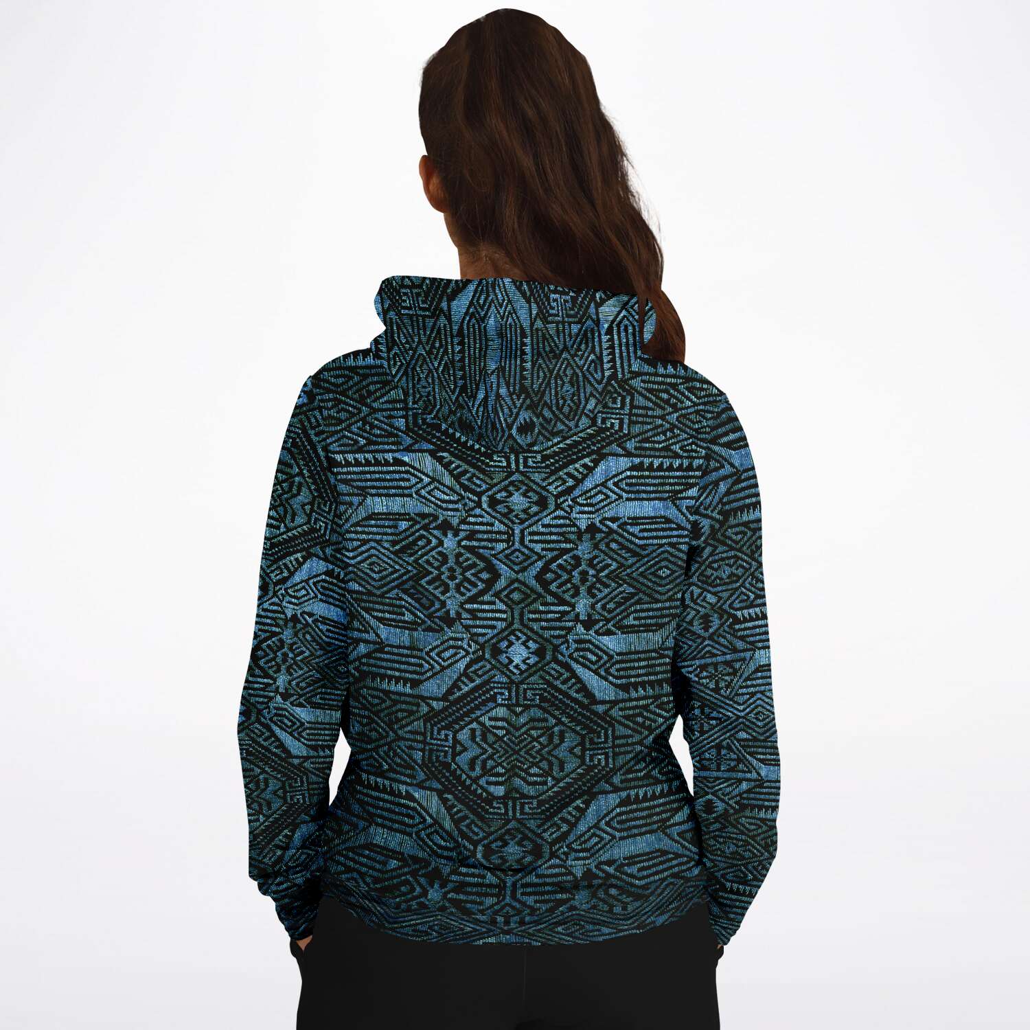 Modern Oceanic Ikat Pullover Hoodie, Inspired by Indonesian Textiles, Laos Culture, Hmong Sweaters, Thailand, and India